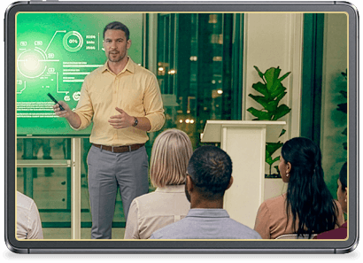 A presenter speaking to colleagues